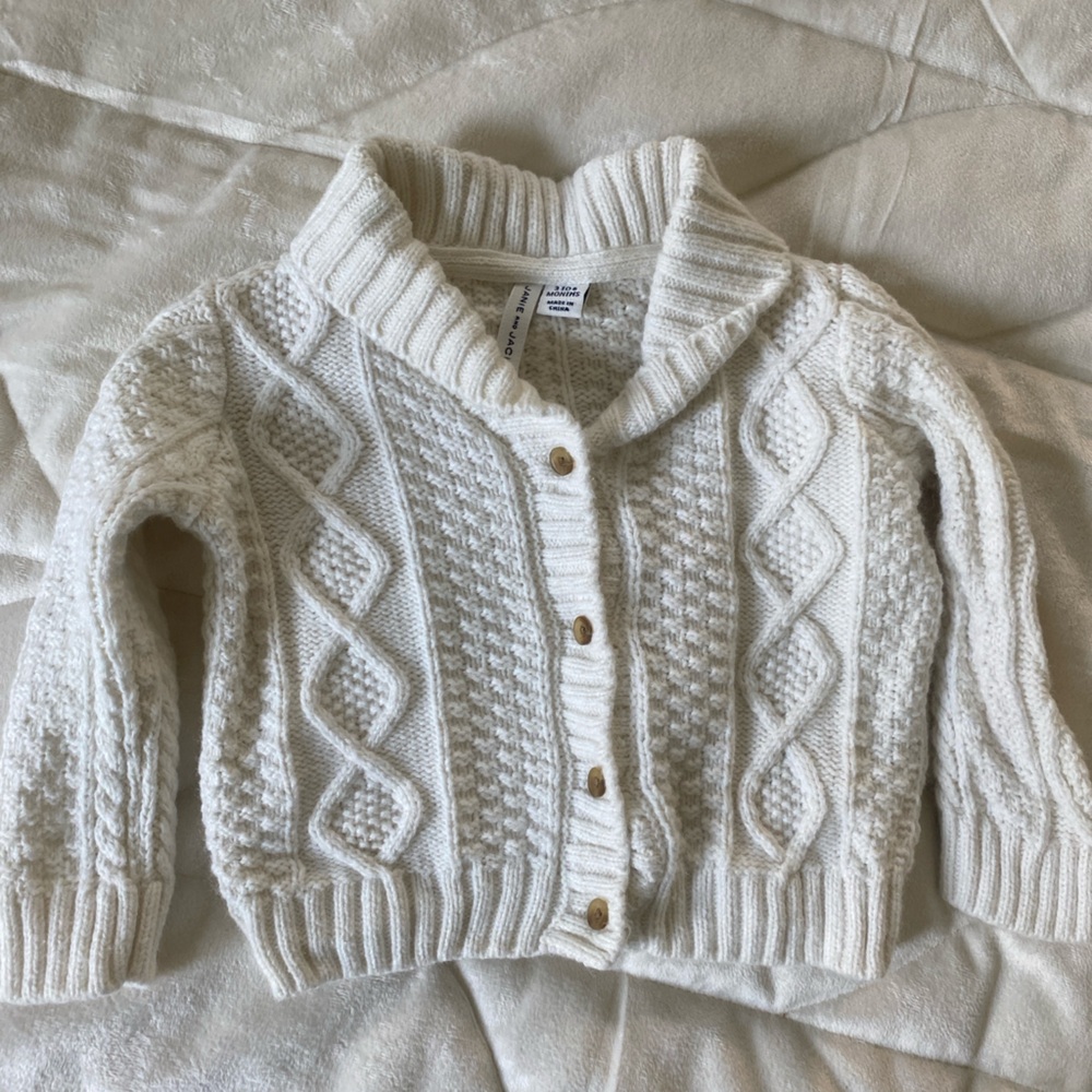 Janie and Jack Cream Cable Knit Cardigan Sweater